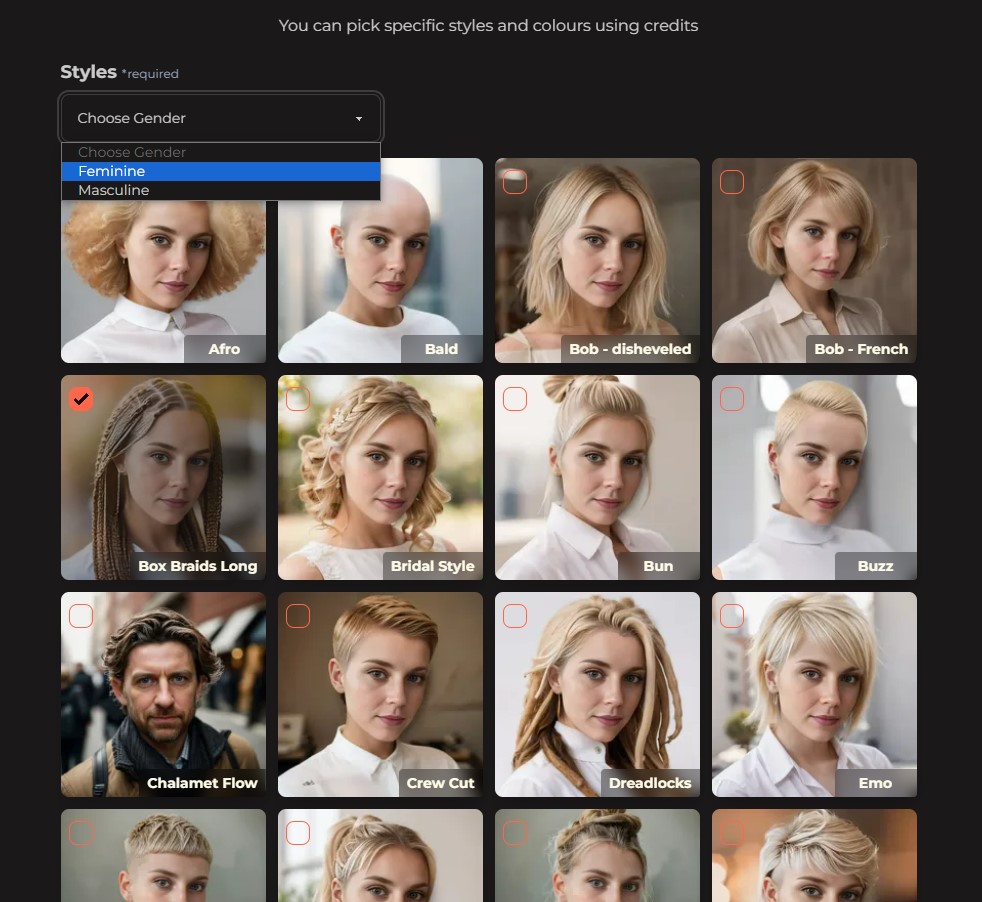 AI Hairstyles UI